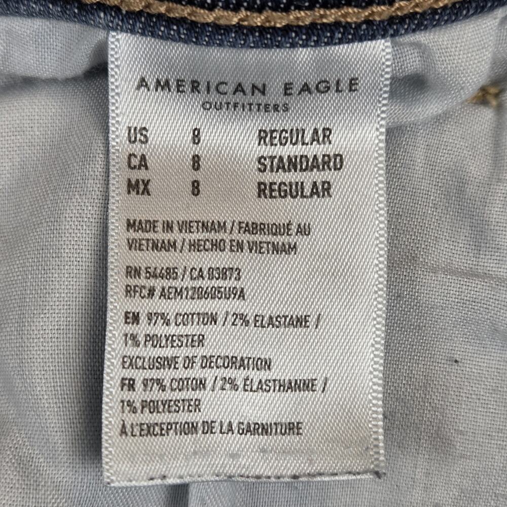 American Eagle AEO Kick Boot Jeans Womens 8 Medium Wash Mid Rise Stretch Denim - Picture 8 of 11